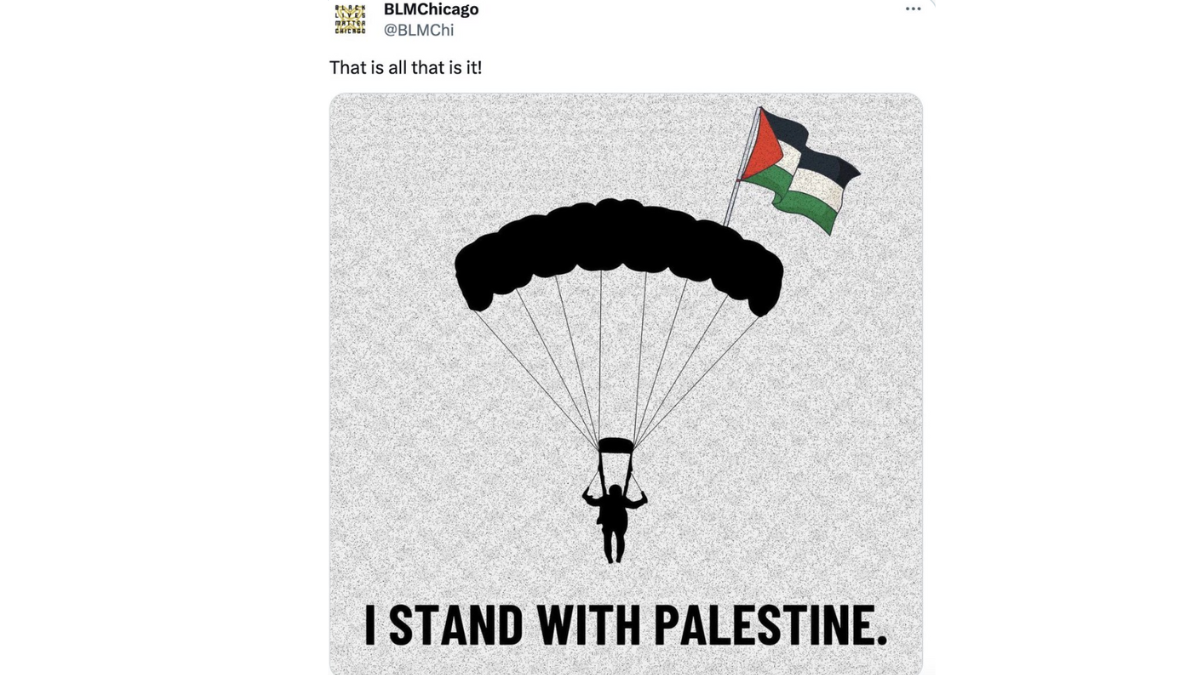 BLM Chicago posts image of Hamas paratrooper