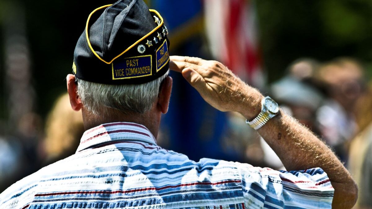 Military veteran saluting