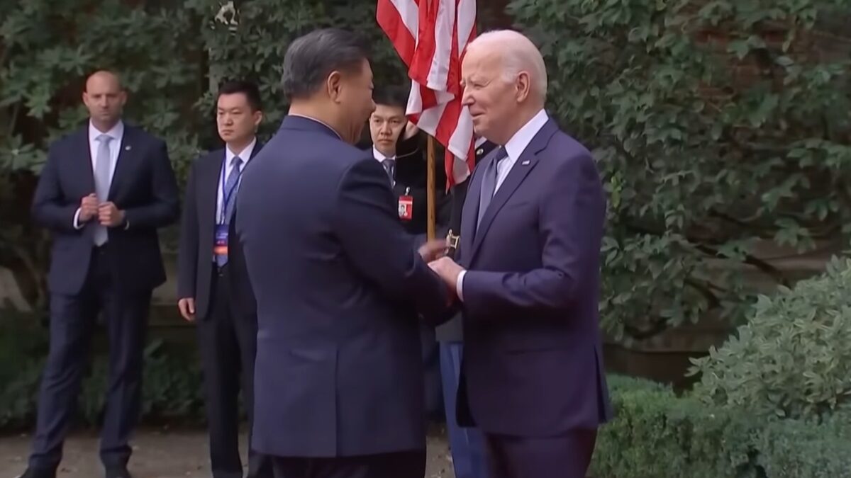 Biden greeting Xi