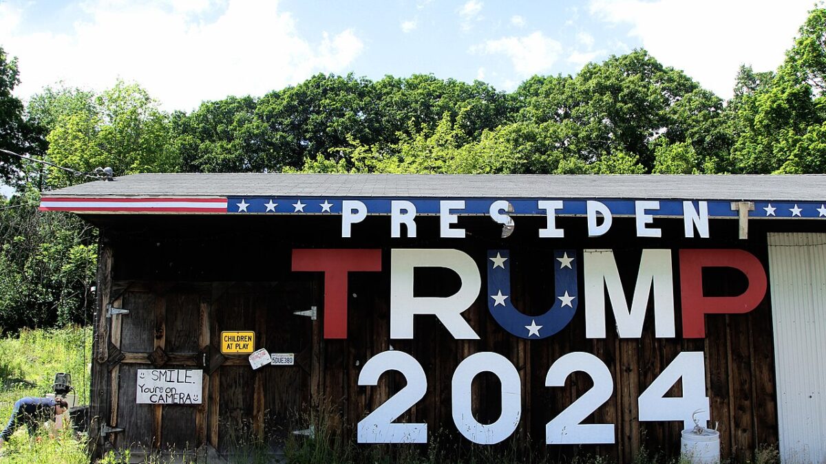 A sign in support of Donald Trump on U.S. Route 9G in Germantown, New York, June 10, 2022