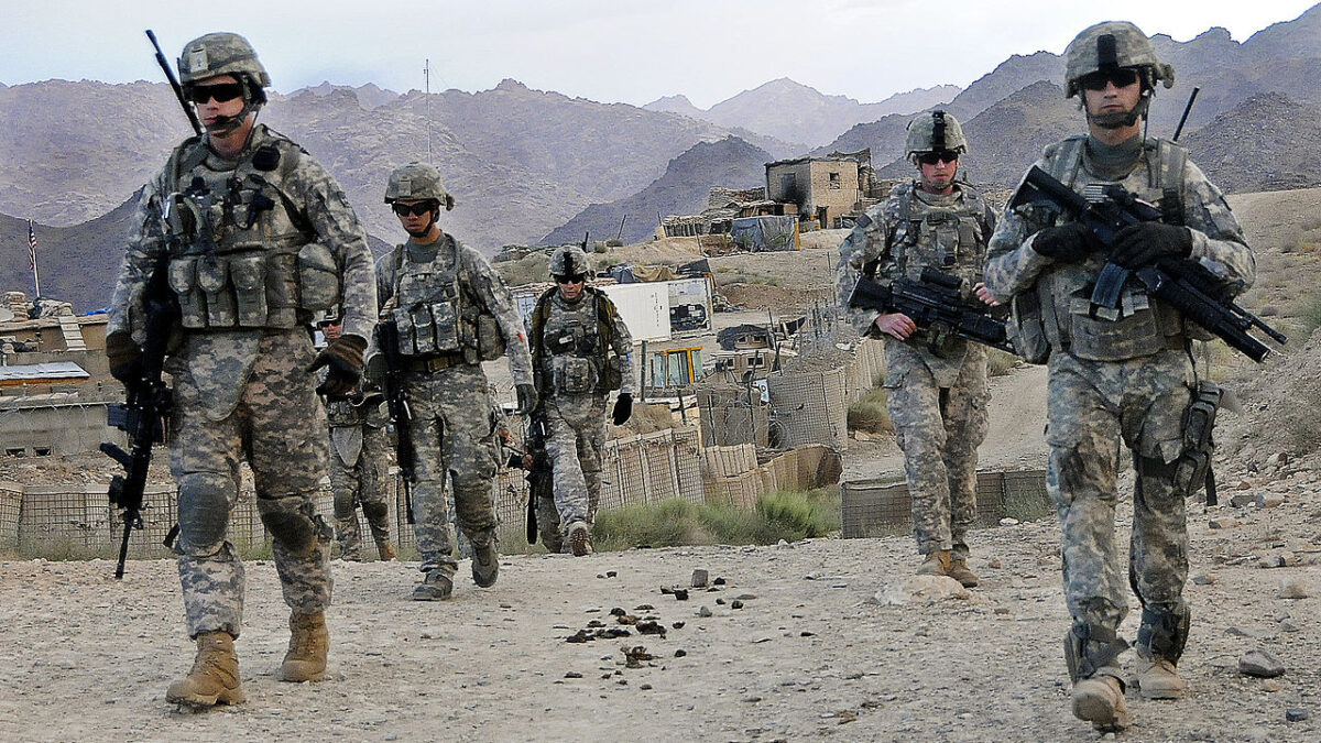 U.S. Soldiers depart Forward Operating Base Baylough, Afghanistan, June 16, 2010, to conduct a patrol. The Soldiers are from 1st Platoon, Delta Company, 1st Battalion, 4th Infantry Regiment.