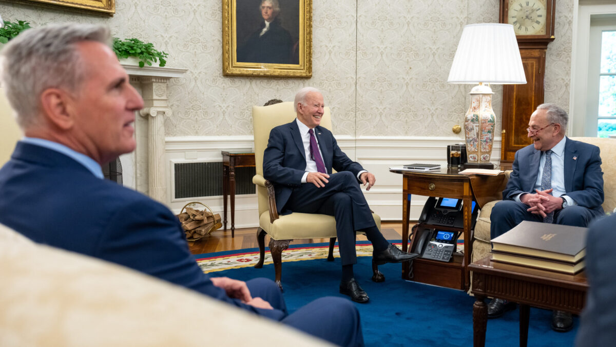 Biden, McCarthy, and Schumer in the White House