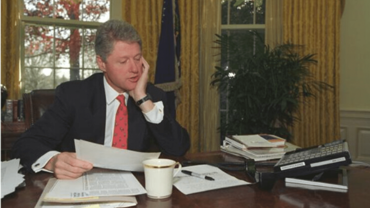 President Bill Clinton at his desk