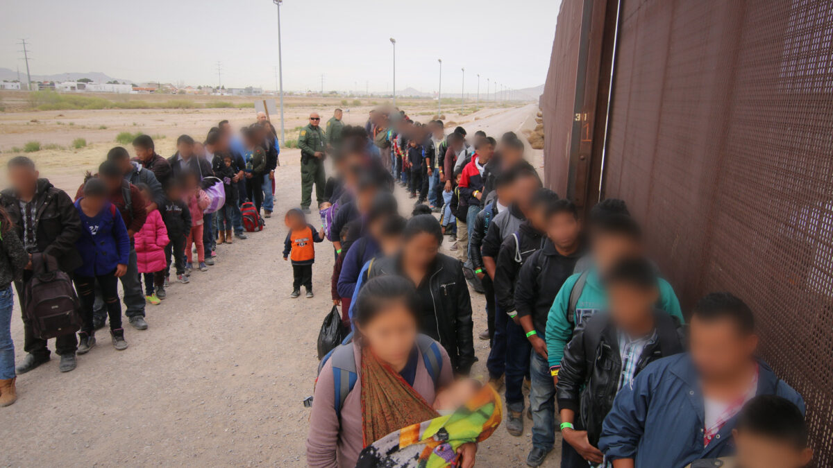 U.S. Border Patrol agents assigned to El Paso Sector, El Paso Station intercept a group of approximately 127 migrants. CBP Photographer Jaime Rodriguez Sr.