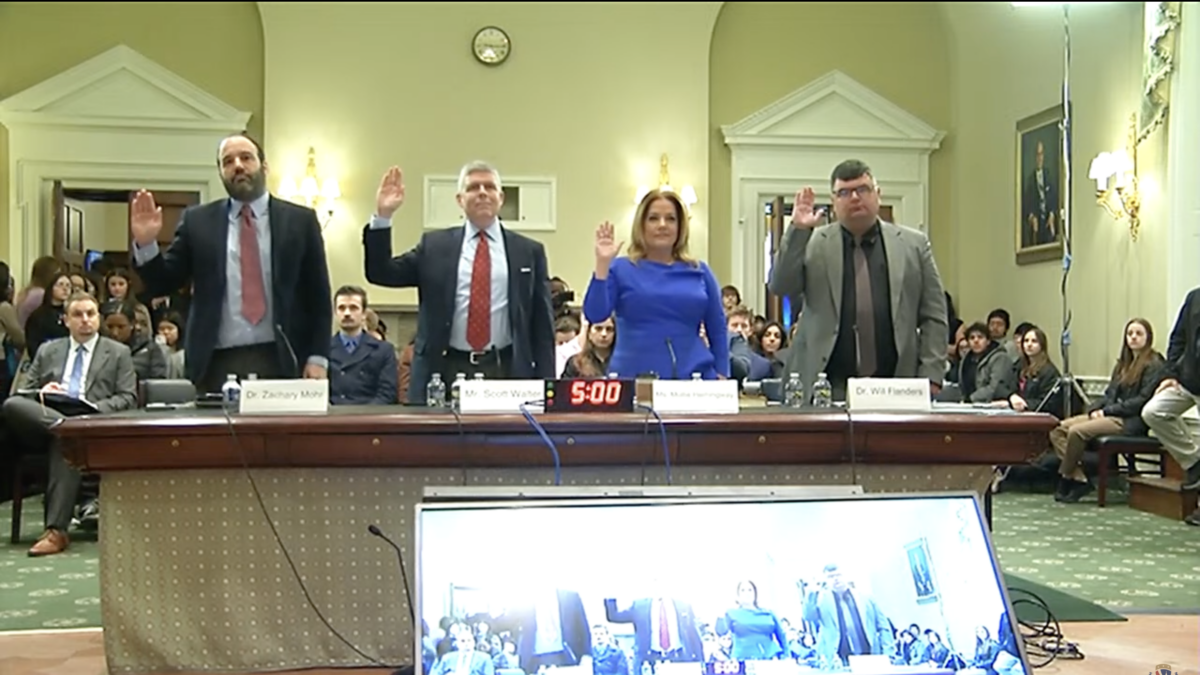 Mollie Hemingway and other witnesses being sworn in to testify