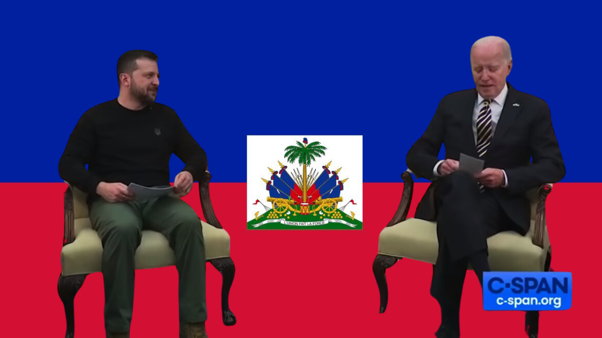Biden, Zelensky, Haiti card