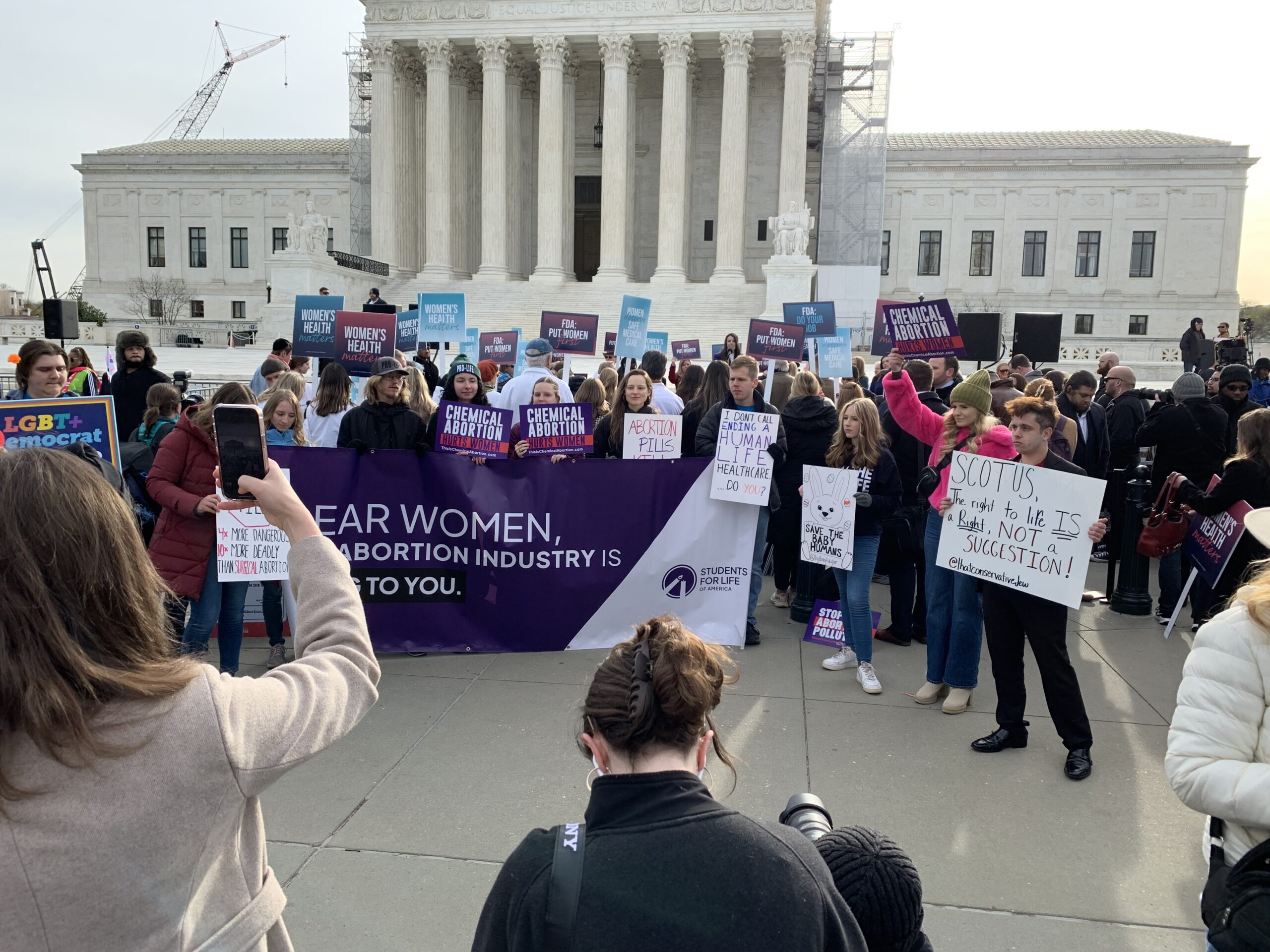 Medical professionals gather at the Supreme Court to protest FDA’s alleged negligence in overseeing a dangerous abortion drug