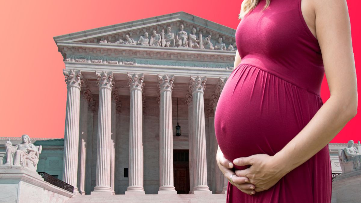 pregnant women in front of Supreme Court