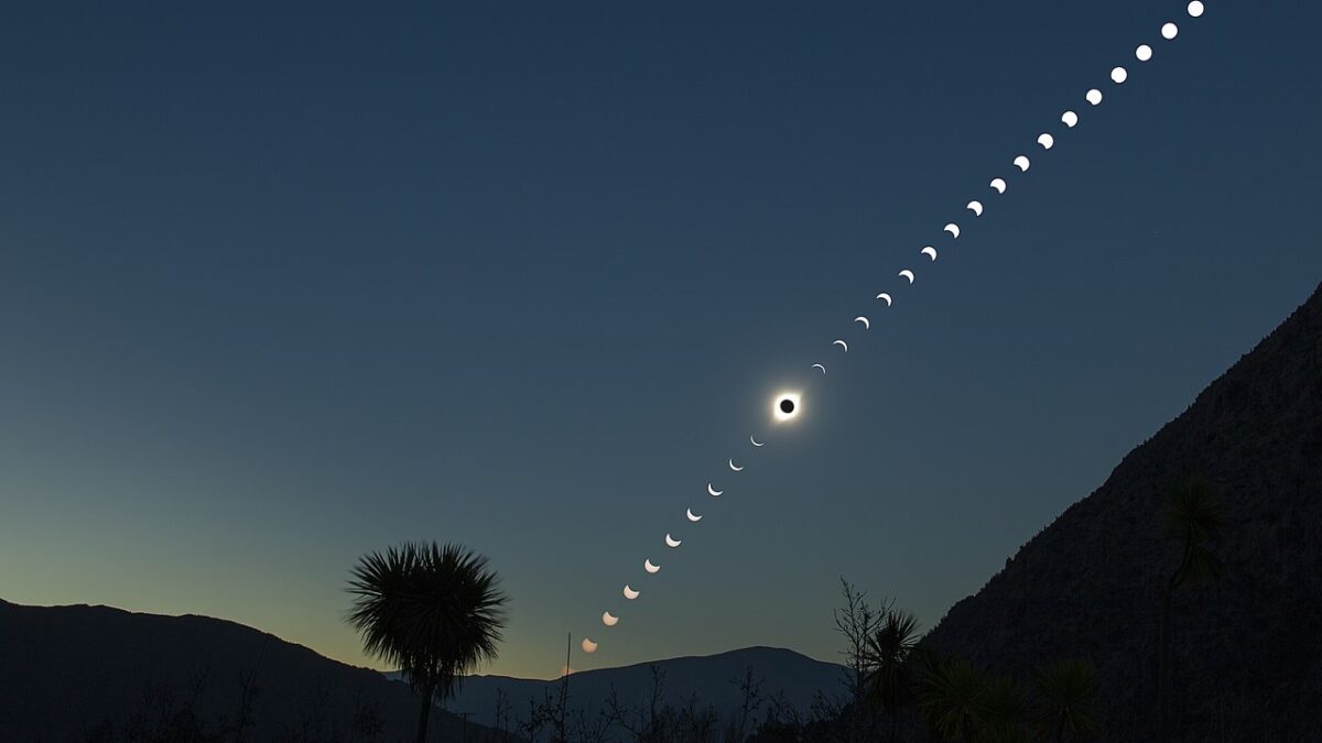 time lapse of solar eclipse in the sky