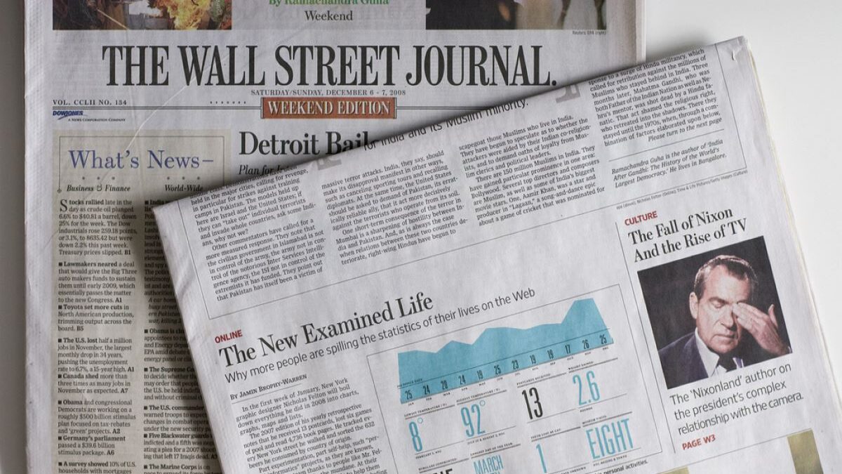 An edition of the Wall Street Journal.