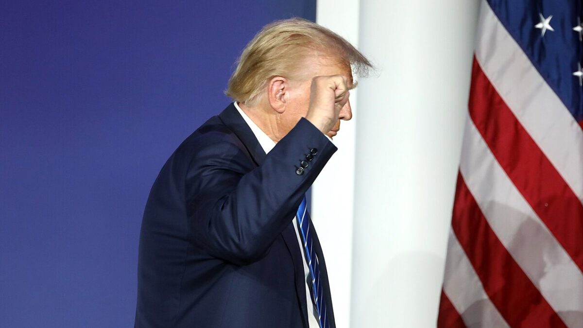 Former President Donald Trump raising a fist