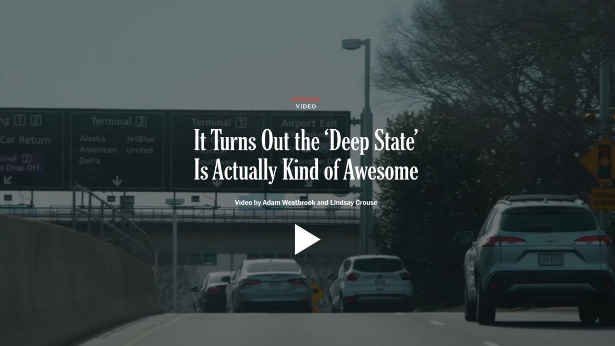 screenshot of new york times video about the deep state