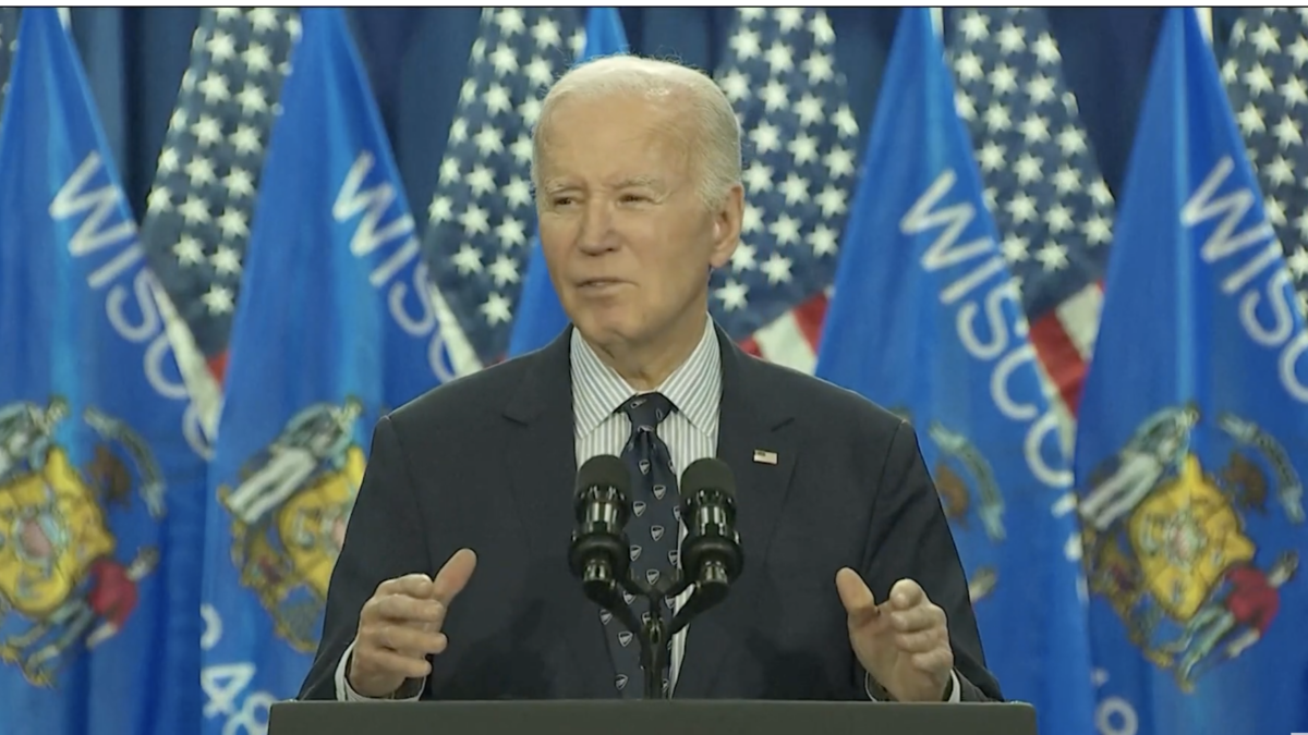 President Joe Biden speaking in Madison, Wisconsin about his new student loan bailout.