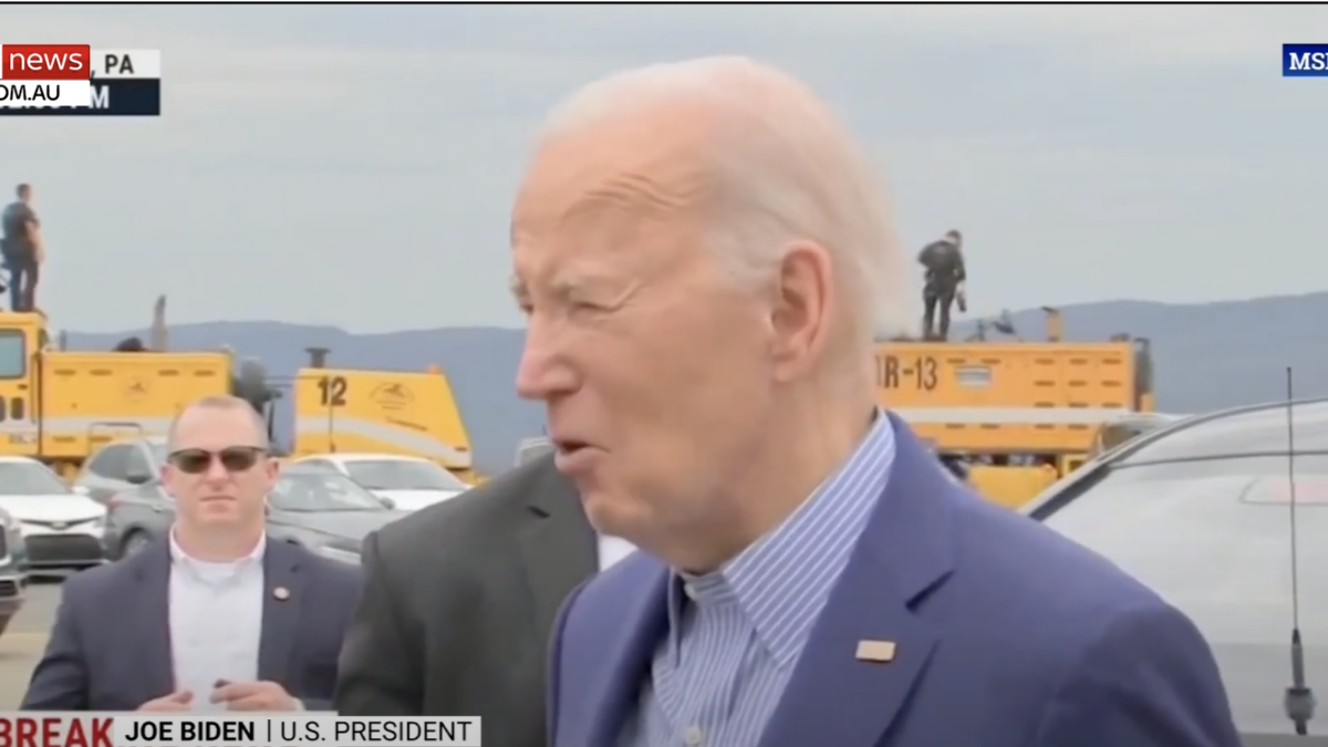 President Joe Biden talking to reporters in Pennsylvania.