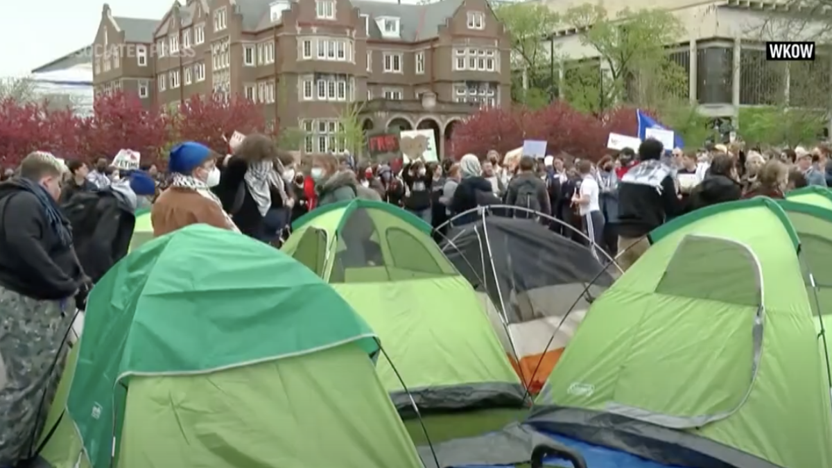 Pro-Palestinian protesters set up encampment on UW-Madison campus.