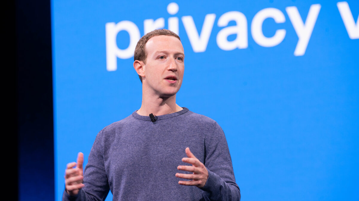 Facebook founder Mark Zuckberg speaking at a privacy event.