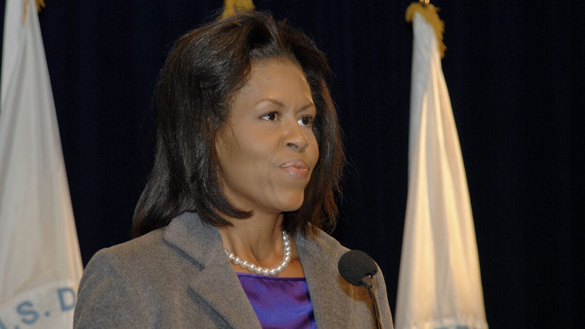 Michelle Obama speaking at HUD event.