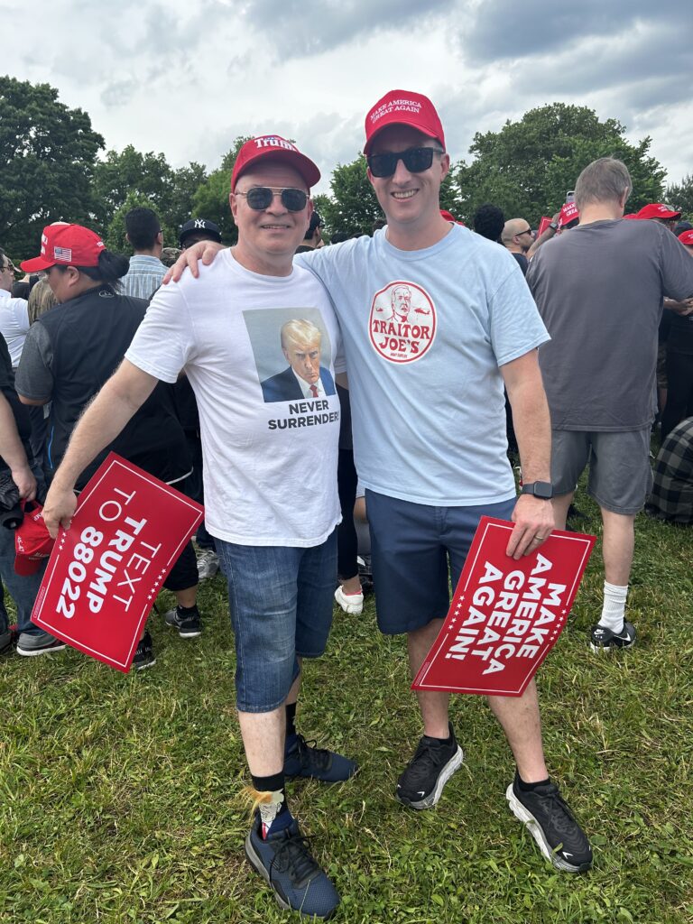 Trump rally goers (from left to right) Bill Deegan and Danny M. 