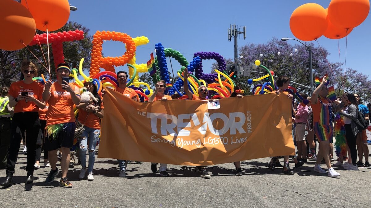 Trevor Project parade marchers