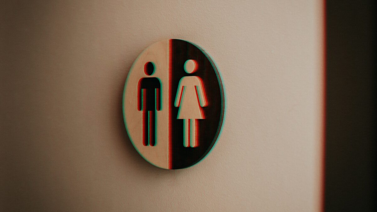 bathroom sign with male/female icons