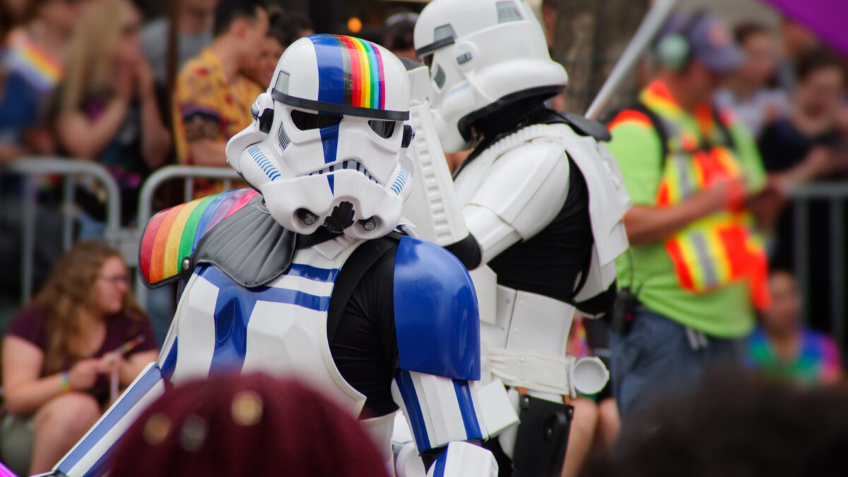 Person in Star Wars costume at pride parade