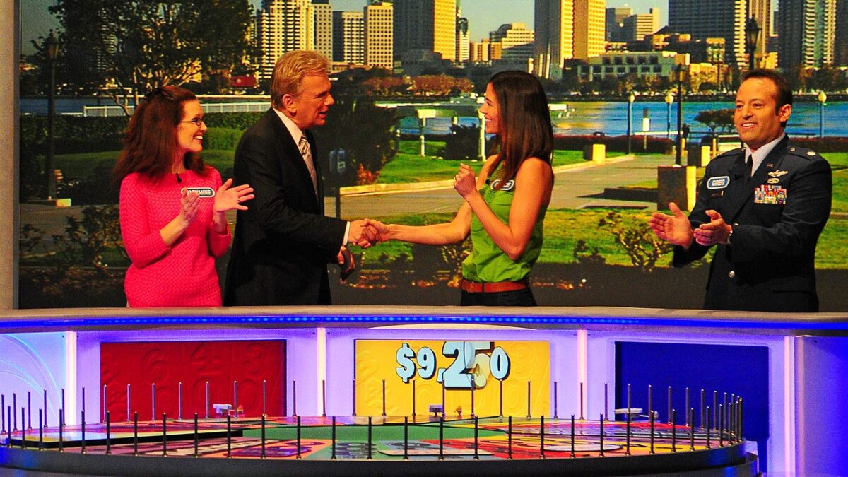 Pat Sajak Talking to contestants on Wheel of Fortune