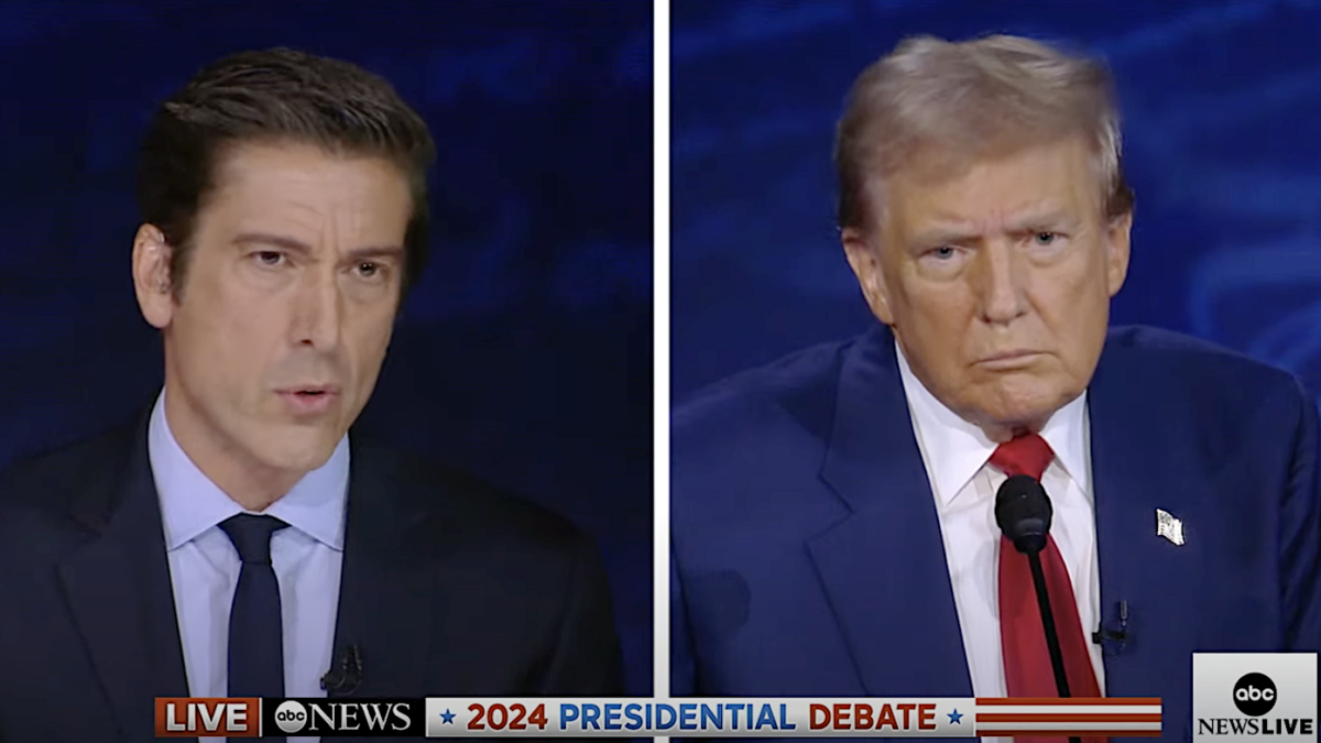 David Muir and Donald Trump side by side during debate