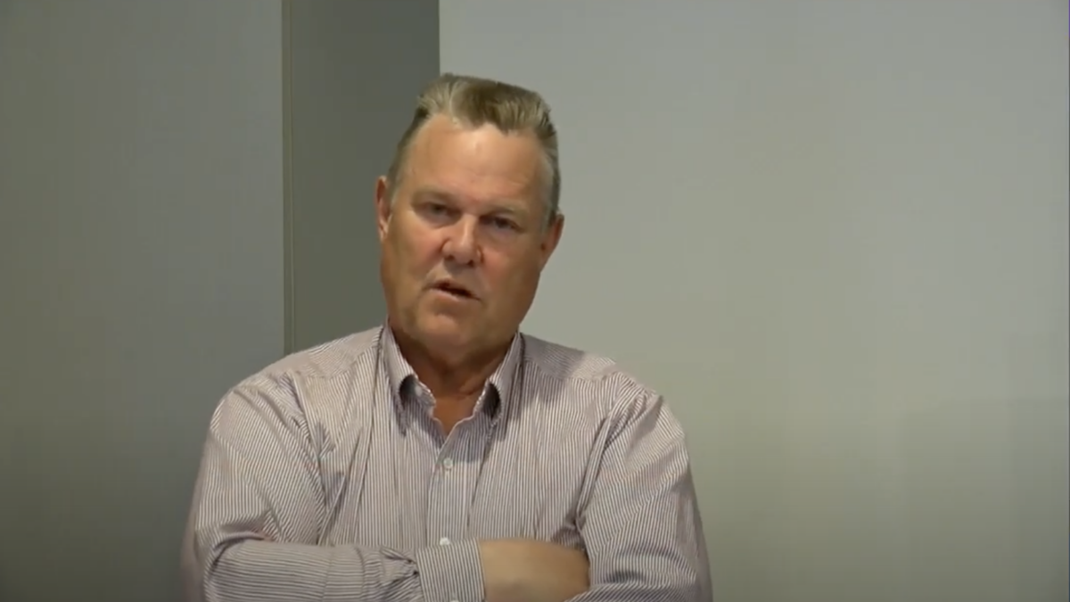 U.S. Sen. Jon Tester, D-Mont., speaks to constituents.