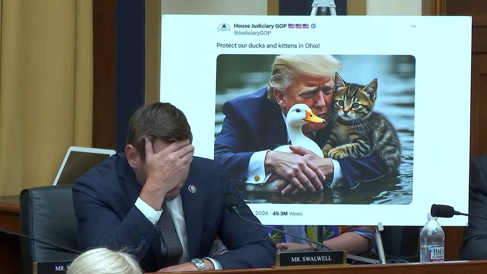 Eric Swalwell Loses His Mind Over Trump Cat Memes