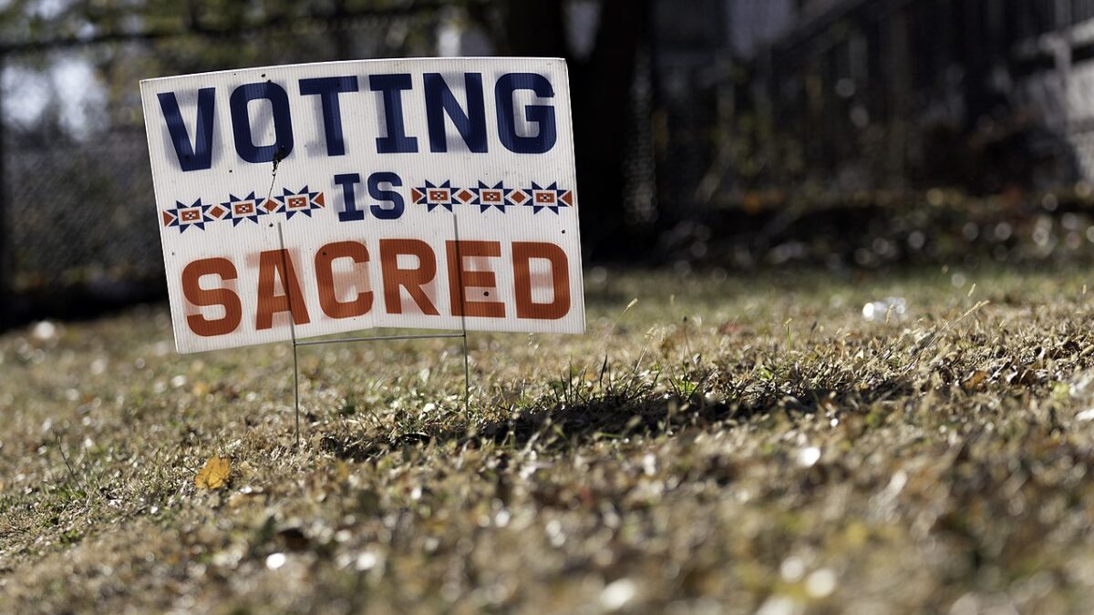 'Voting is Sacred' sign