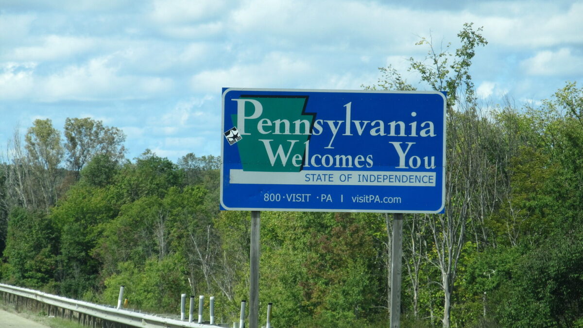 Welcoming sign in Pennsylvania