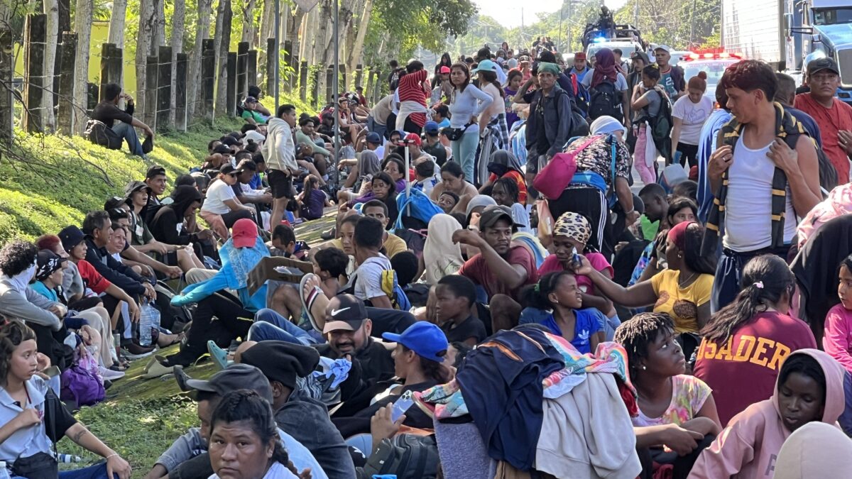 migrants on the side of the road in Mexico