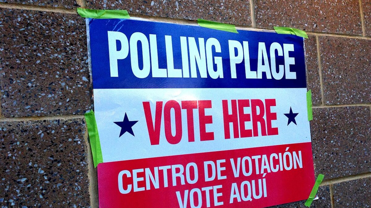 Polling place sign.