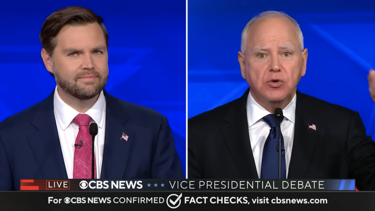 two candidates debating on split screen