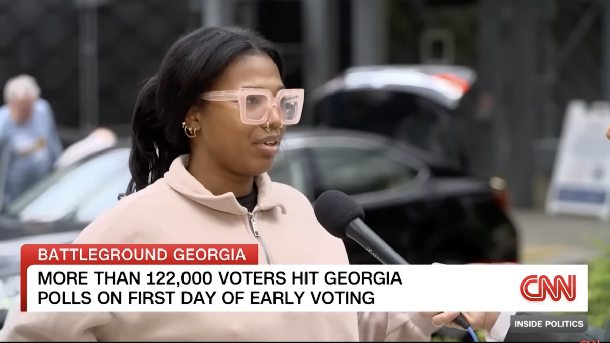 Georgia voter Corina Canada talks to CNN