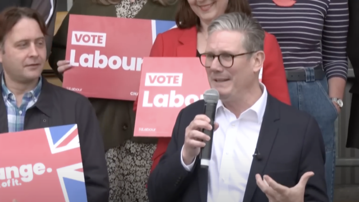 Labour Party leader Keir Starmer campaigning on his way to becoming Great Britain's prime minister.