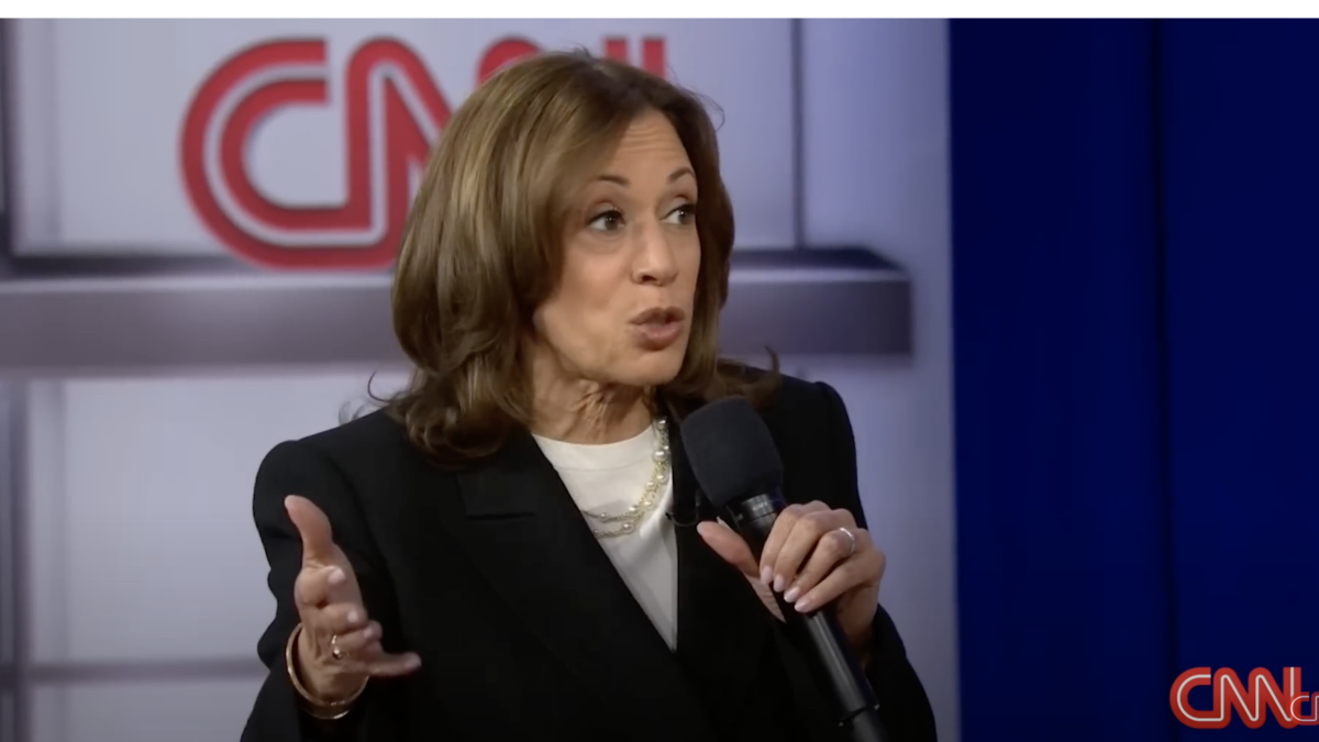 Kamala Harris addresses a questions at CNN's Town Hall.