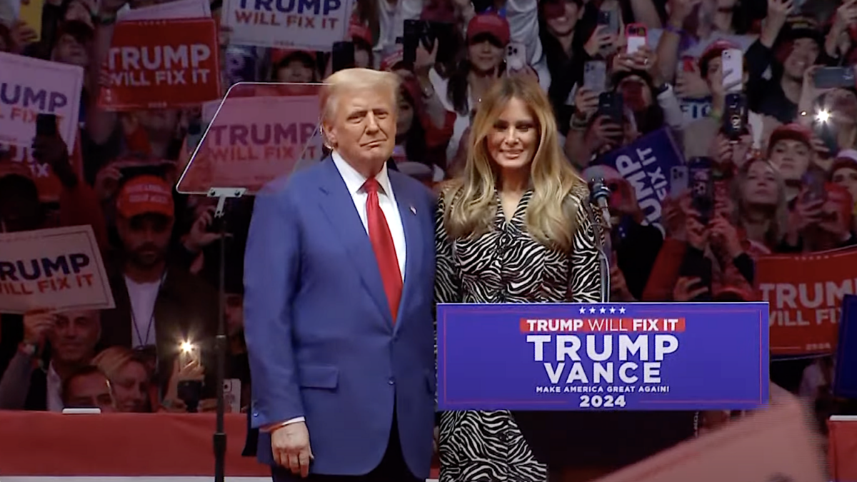 Trump and Melania on stage at New York rally