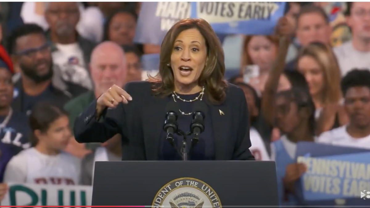 Vice President Kamala Harris speaks at a campaign rally in Philadelphia.