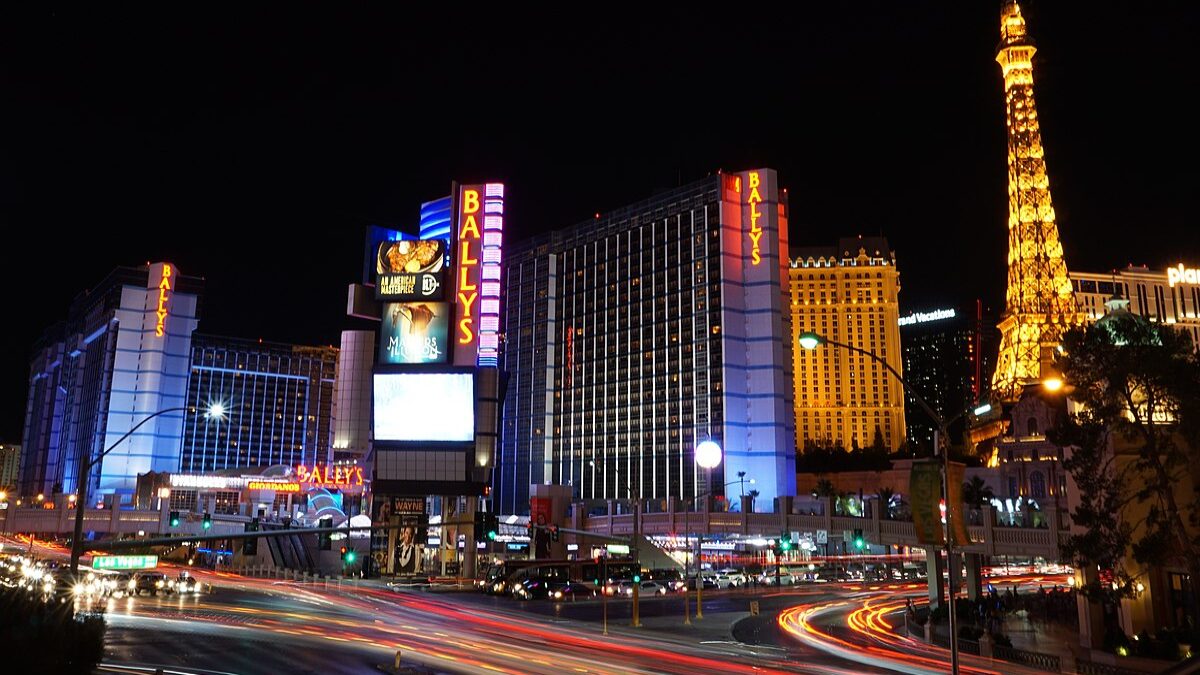 The Las Vegas strip at night.