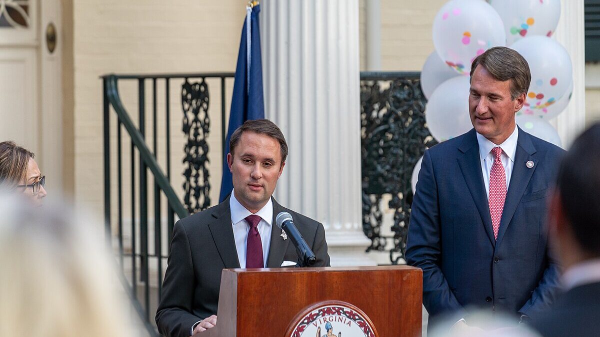 Jason Miyares and Glenn Youngkin at a presser.