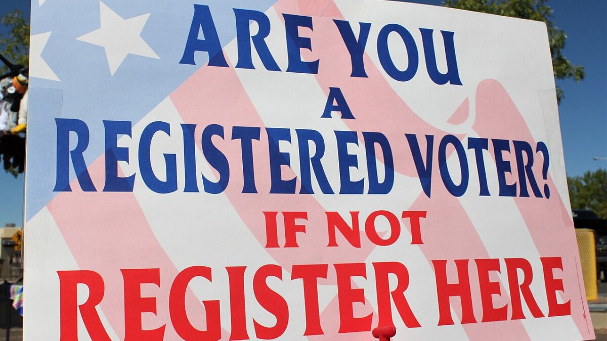 Register to vote sign