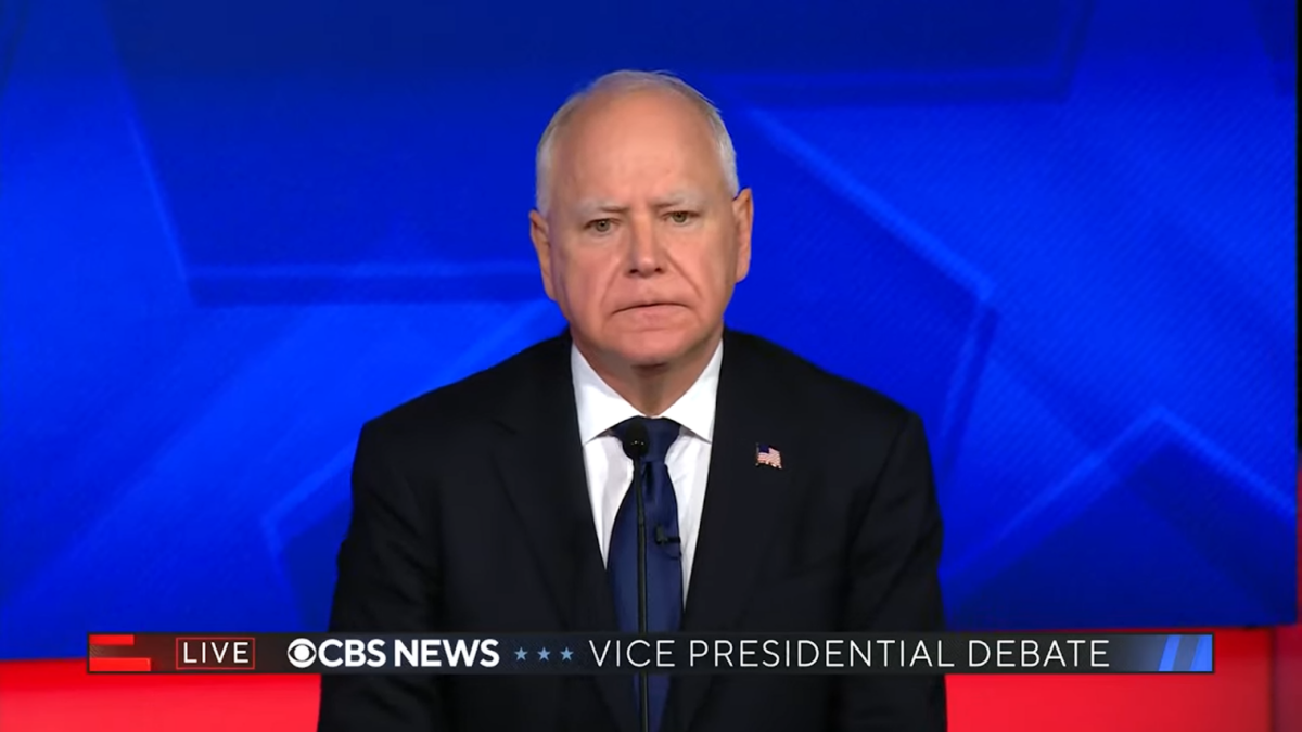 Tim Walz speaking at the debate.