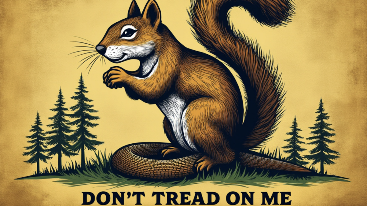 Peanut the squirrel on Gadsden flag