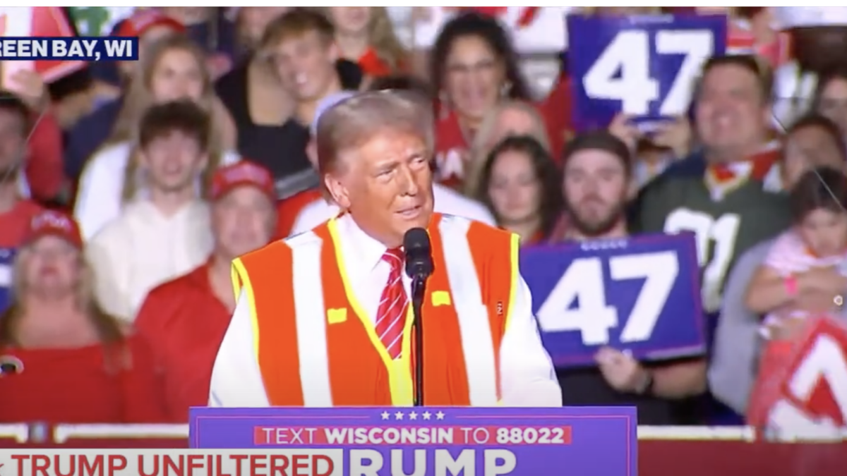 Former President Donald Trump speaks at a rally in Green Bay.