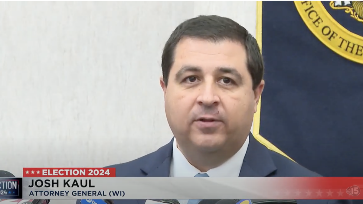 Wisconsin Attorney General Josh Kaul speaking at a press conference following the November election.