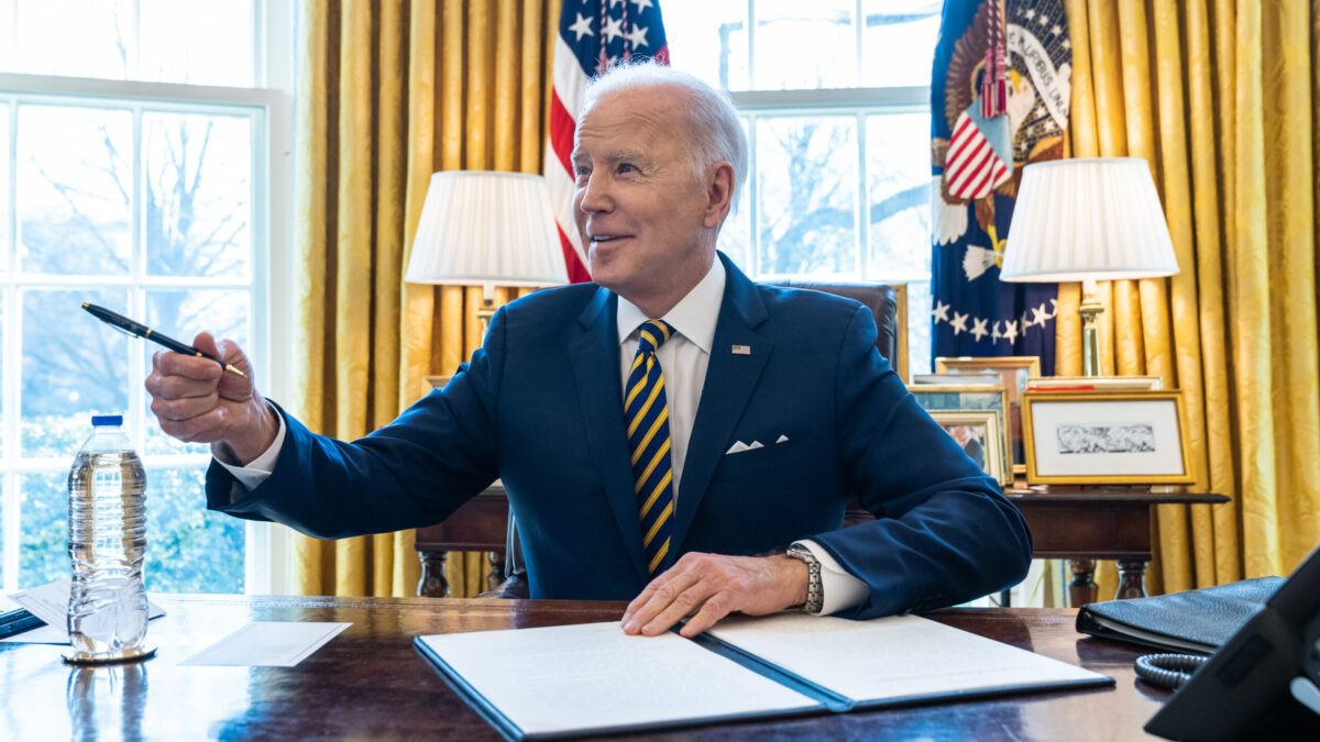 Biden signing an order