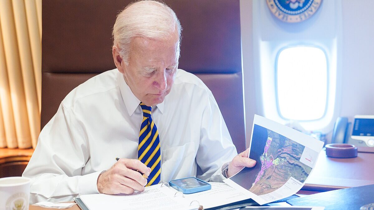 Joe Biden reading papers.