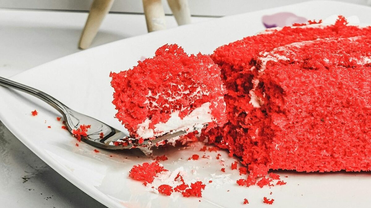 red cake on a plate