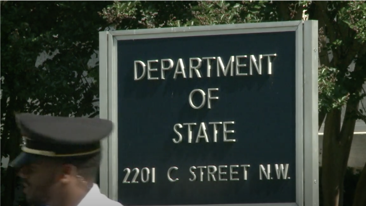 U.S. State Department sign.